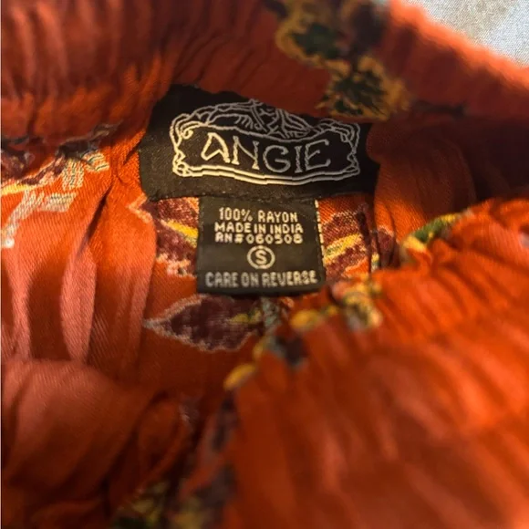 Angie Orange Floral Wide-Leg Pants - Picture 2 of 4